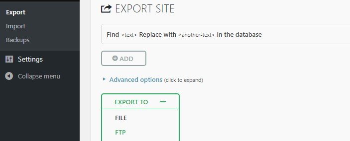 Exporting your backup to a file.