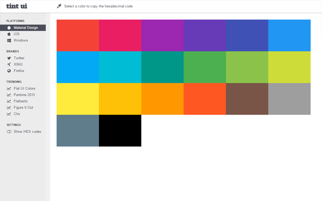 Material design 500 colors example