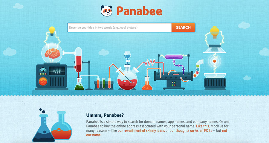 Screenshot of Panabee domain name generator 2018
