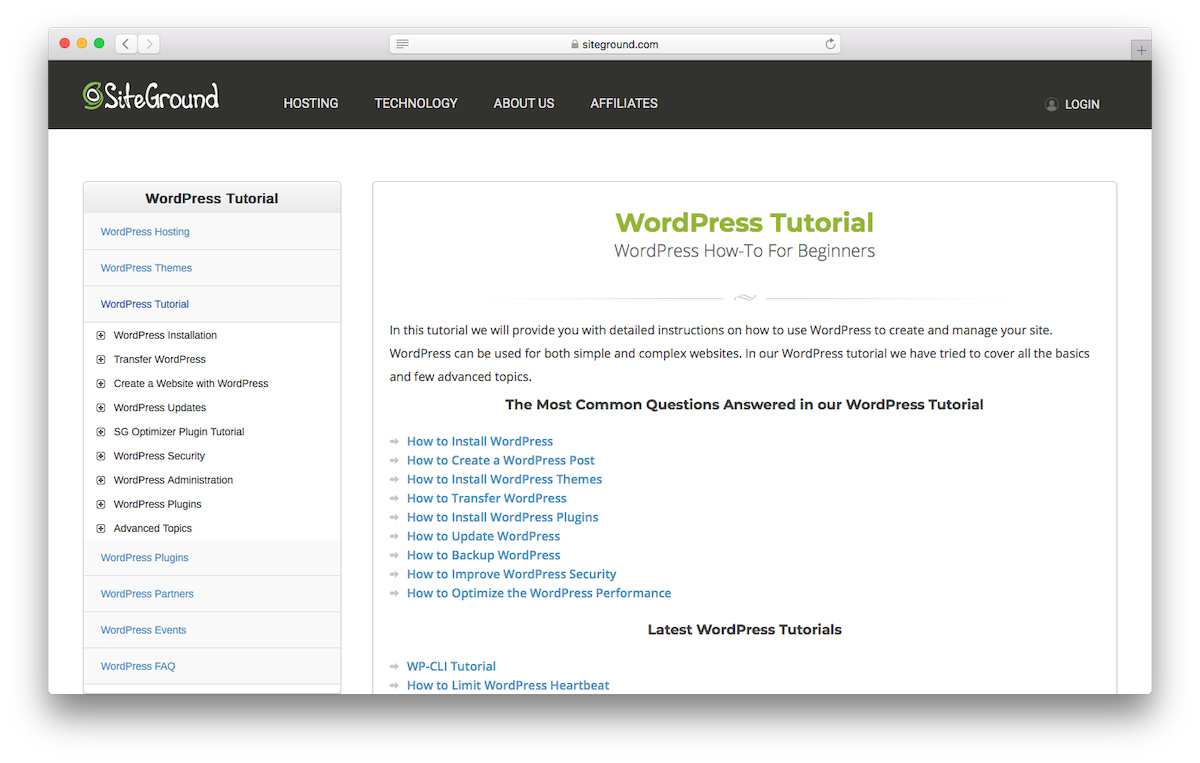 Learn WordPress from SiteGround