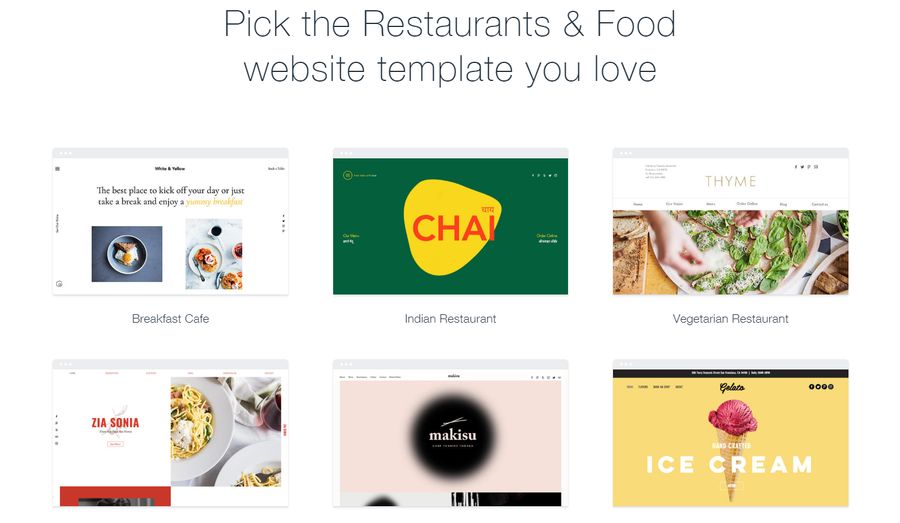 Wix template choice