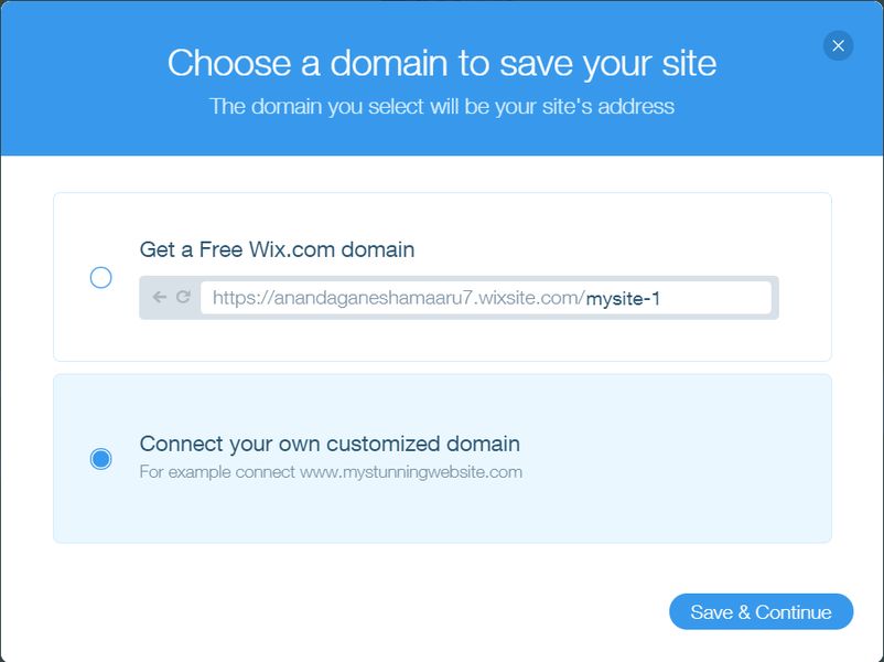 Choosing a domain for Wix site