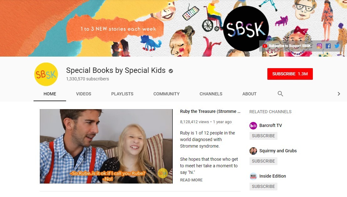 Special Books by Special Kids YouTube channel: An example of content promotion