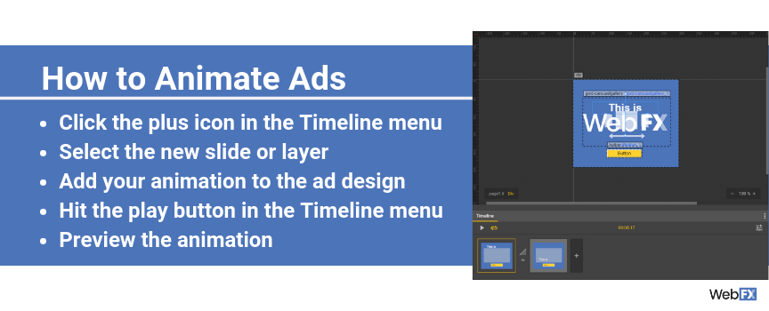 A screenshot of how to animate ads in Google's ad creator