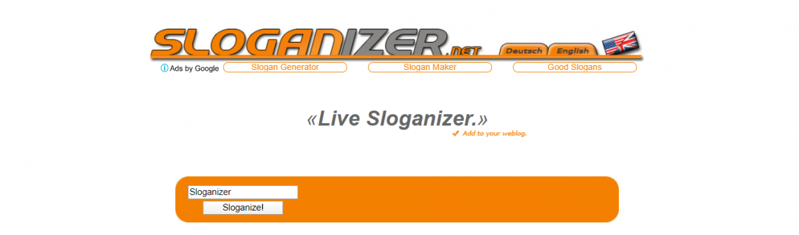 Sloganizer landing page